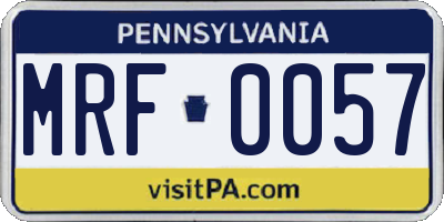 PA license plate MRF0057