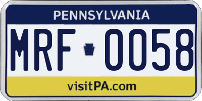 PA license plate MRF0058