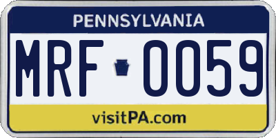 PA license plate MRF0059