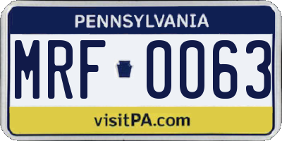 PA license plate MRF0063