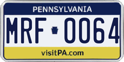 PA license plate MRF0064