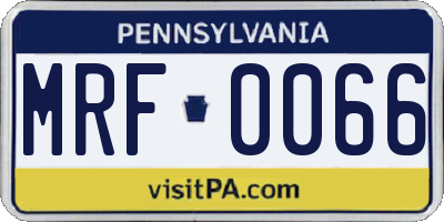 PA license plate MRF0066