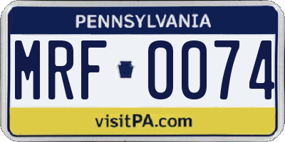 PA license plate MRF0074