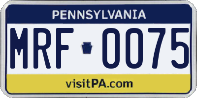 PA license plate MRF0075