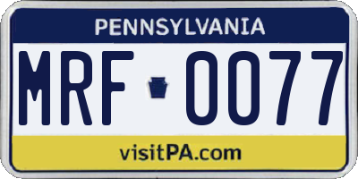 PA license plate MRF0077
