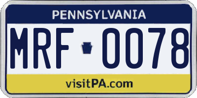 PA license plate MRF0078
