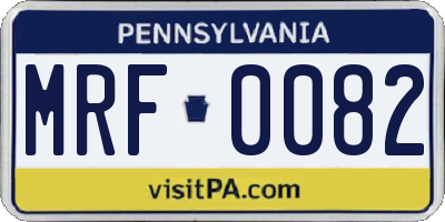 PA license plate MRF0082