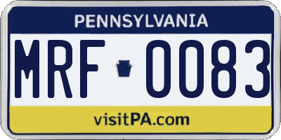 PA license plate MRF0083