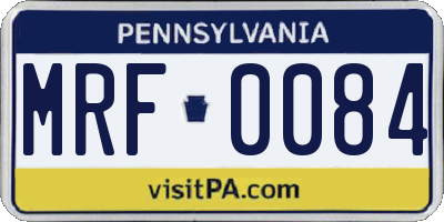 PA license plate MRF0084