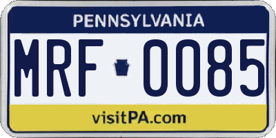 PA license plate MRF0085