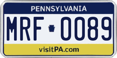 PA license plate MRF0089
