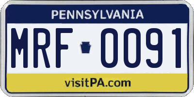 PA license plate MRF0091