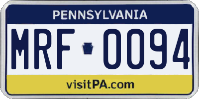 PA license plate MRF0094