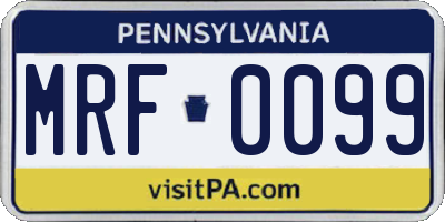 PA license plate MRF0099