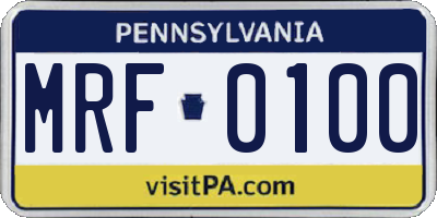 PA license plate MRF0100