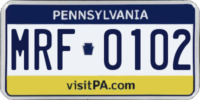 PA license plate MRF0102