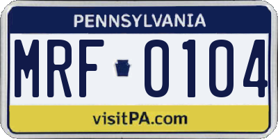 PA license plate MRF0104