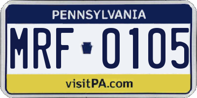 PA license plate MRF0105
