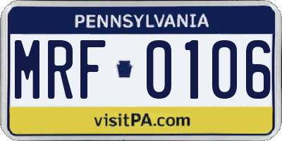 PA license plate MRF0106