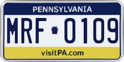 PA license plate MRF0109