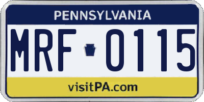 PA license plate MRF0115