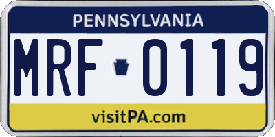 PA license plate MRF0119