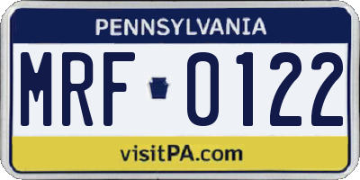 PA license plate MRF0122
