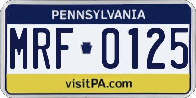 PA license plate MRF0125