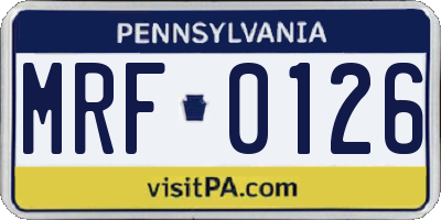 PA license plate MRF0126