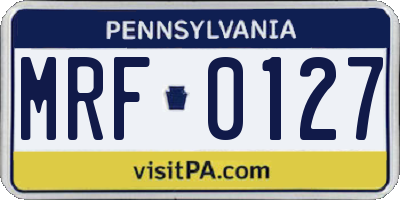 PA license plate MRF0127