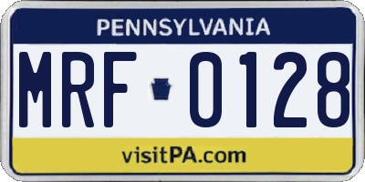 PA license plate MRF0128