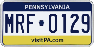 PA license plate MRF0129