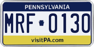 PA license plate MRF0130