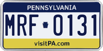 PA license plate MRF0131