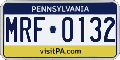 PA license plate MRF0132