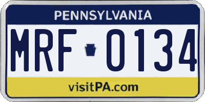 PA license plate MRF0134