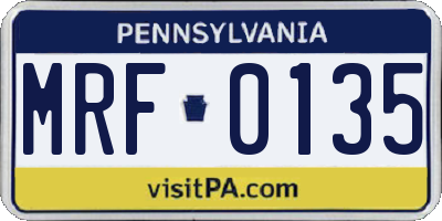 PA license plate MRF0135