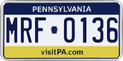 PA license plate MRF0136