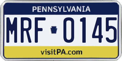 PA license plate MRF0145