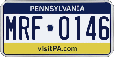 PA license plate MRF0146