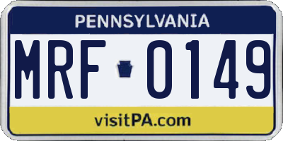 PA license plate MRF0149