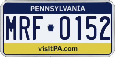PA license plate MRF0152