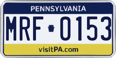 PA license plate MRF0153