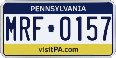PA license plate MRF0157