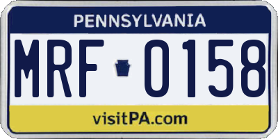 PA license plate MRF0158