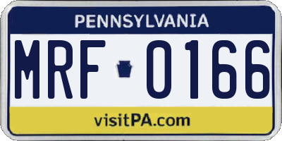 PA license plate MRF0166