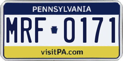 PA license plate MRF0171