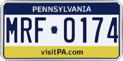 PA license plate MRF0174