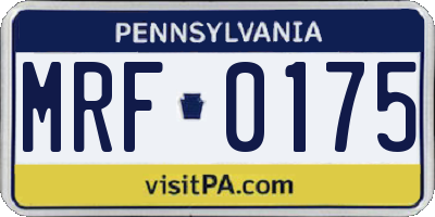 PA license plate MRF0175