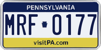 PA license plate MRF0177